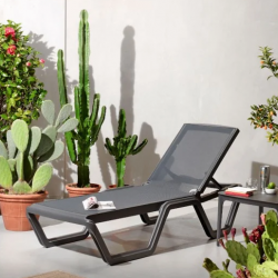 Шезлонг пластиковый VLL- SCAB VELA (антрацит, белый/синий) 