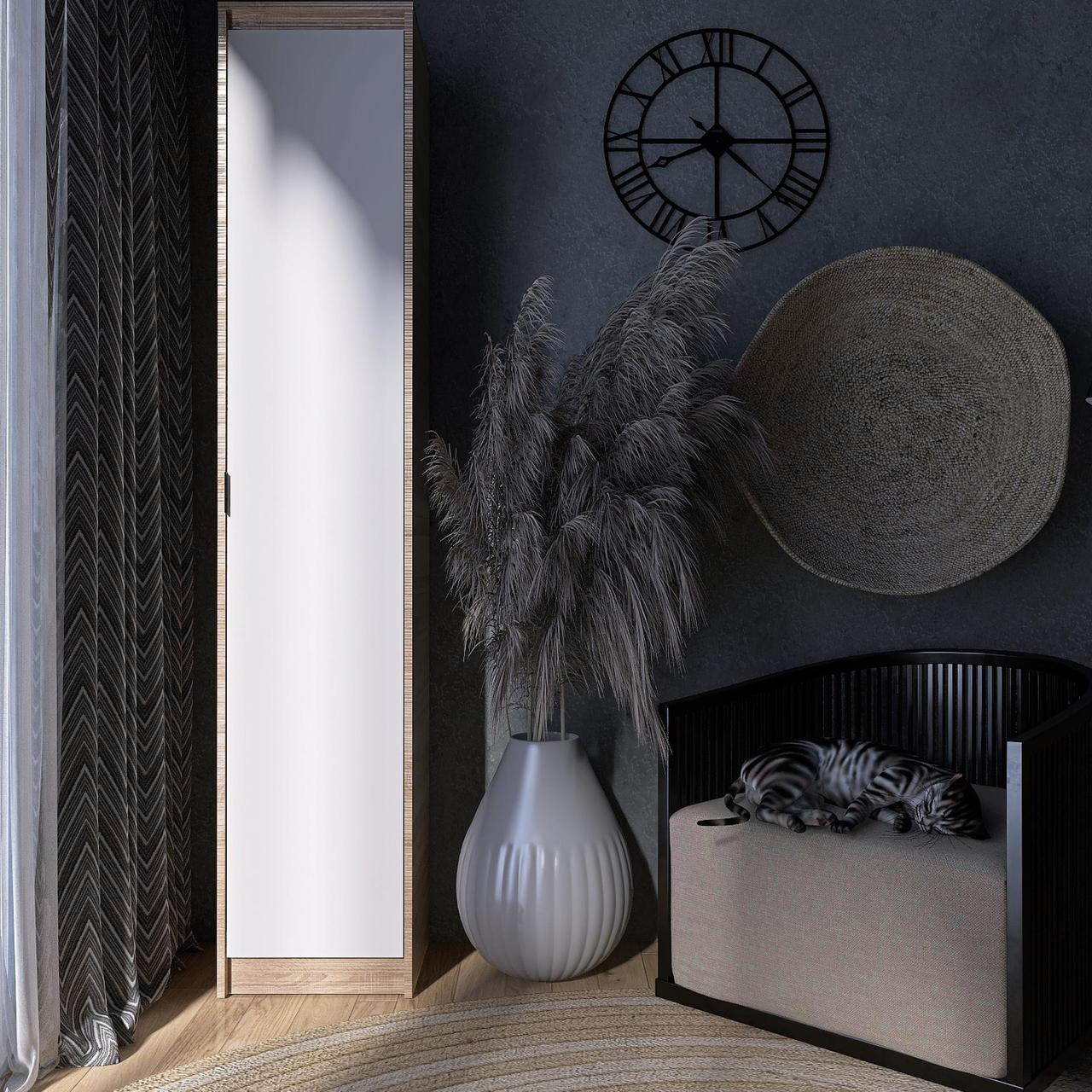 Пенал закрытый EVR- Сити-400 дуб Сонома + фасад белый