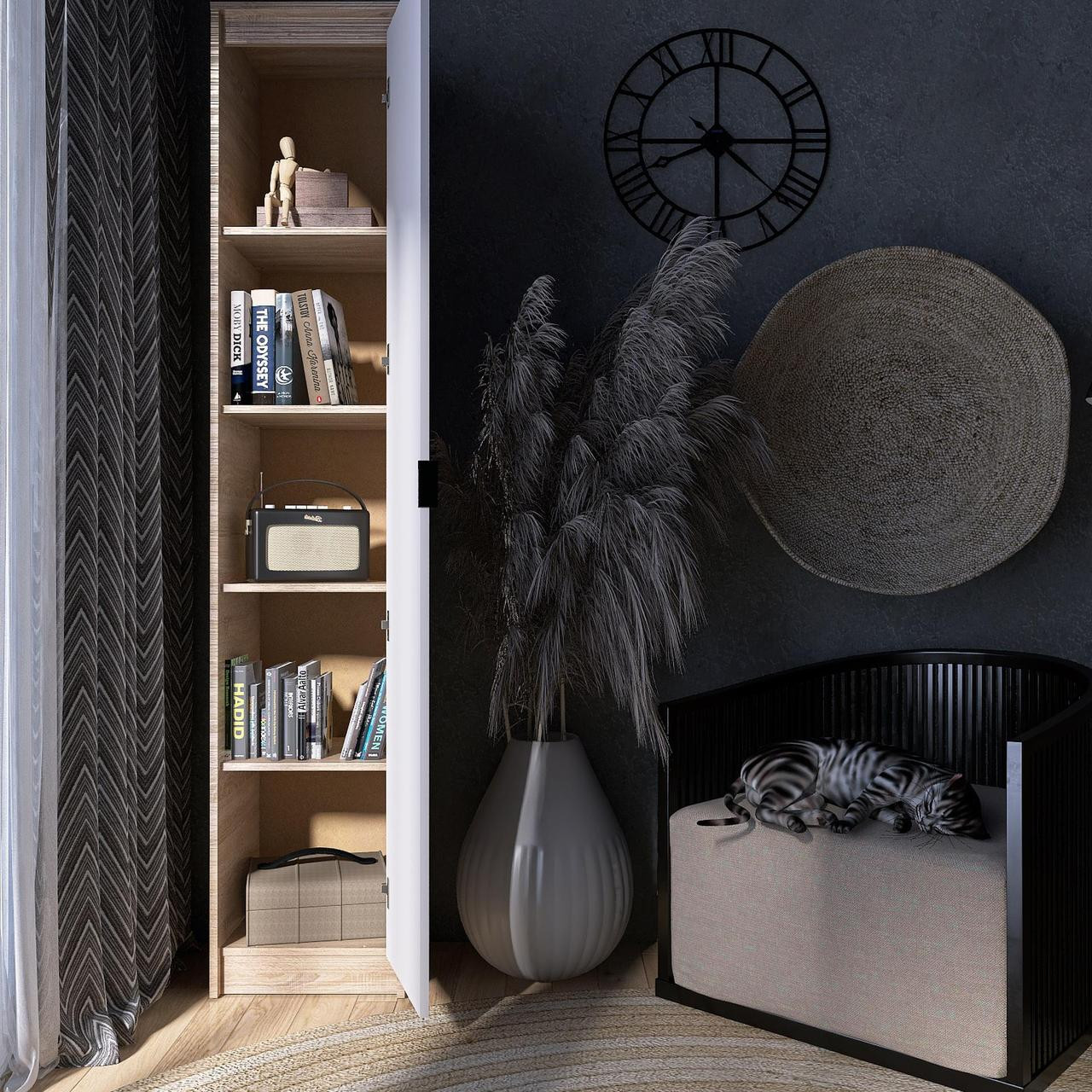 Пенал закрытый EVR- Сити-400 дуб Сонома + фасад белый