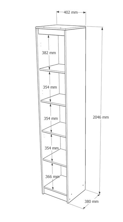 Пенал закрытый EVR- Сити-400 дуб Сонома + фасад белый