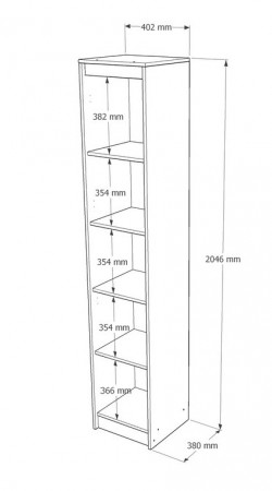 Пенал закрытый EVR- Сити-400 дуб Сонома + фасад белый