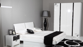 Кровать с плитой с подъемным механизмом SMS- Флавер черный/белый