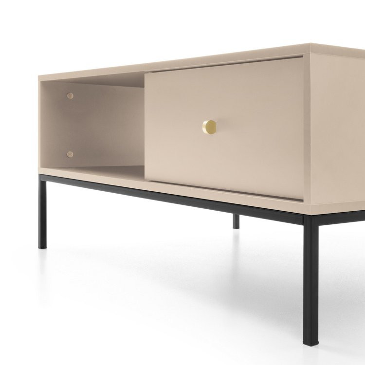 Стол журнальный Perfect Home Моно/Mono с 2 ящиками, черные ножки ML104 Беж песочный
