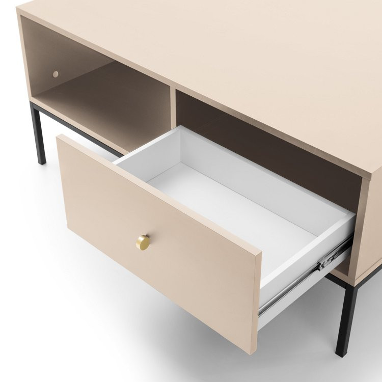 Стол журнальный Perfect Home Моно/Mono с 2 ящиками, черные ножки ML104 Беж песочный