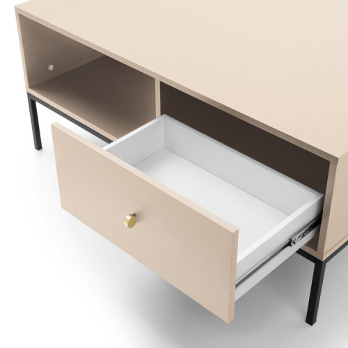 Стол журнальный Perfect Home Моно/Mono с 2 ящиками, черные ножки ML104 Беж песочный