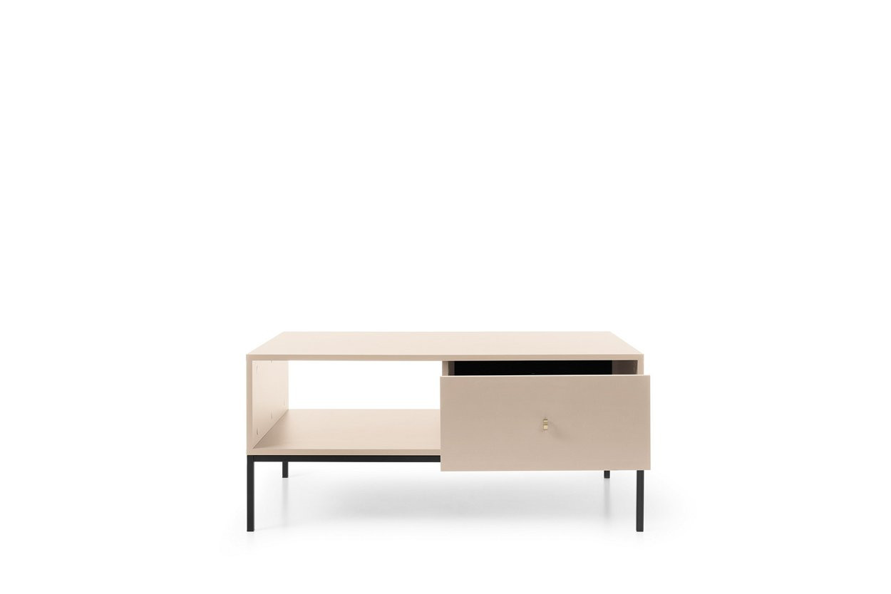 Стол журнальный Perfect Home Моно/Mono с 2 ящиками, черные ножки ML104 Беж песочный