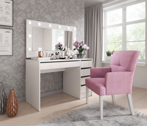 Стол туалетный письменный Perfect Home Ада/Ada 5S/120 с 5 ящиками Белый глянец