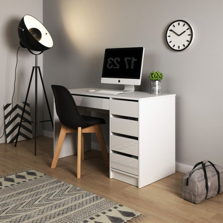 Стол туалетный письменный Perfect Home Ада/Ada 5S/120 с 5 ящиками Белый глянец
