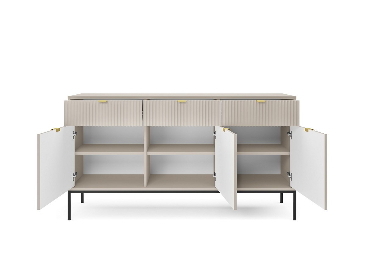 Комод Perfect Home Новая/ Nova 3-дверный с 3 ящиками и черными ножками KSZ154 Кашемир