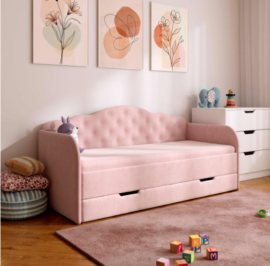 Детская кровать с ящиком VRN- "MELISA" 90х190 см Rose(розовый)