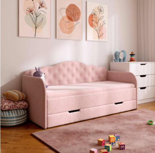 Детская кровать с ящиком VRN- "MELISA" 90х190 см Rose(розовый)