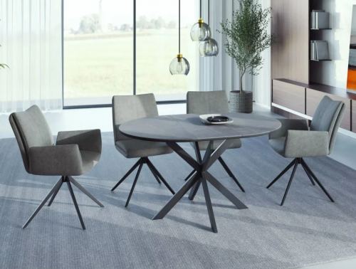 Стол SIGNAL Gaston CERAMIC 100(135)*100 серый / черный 