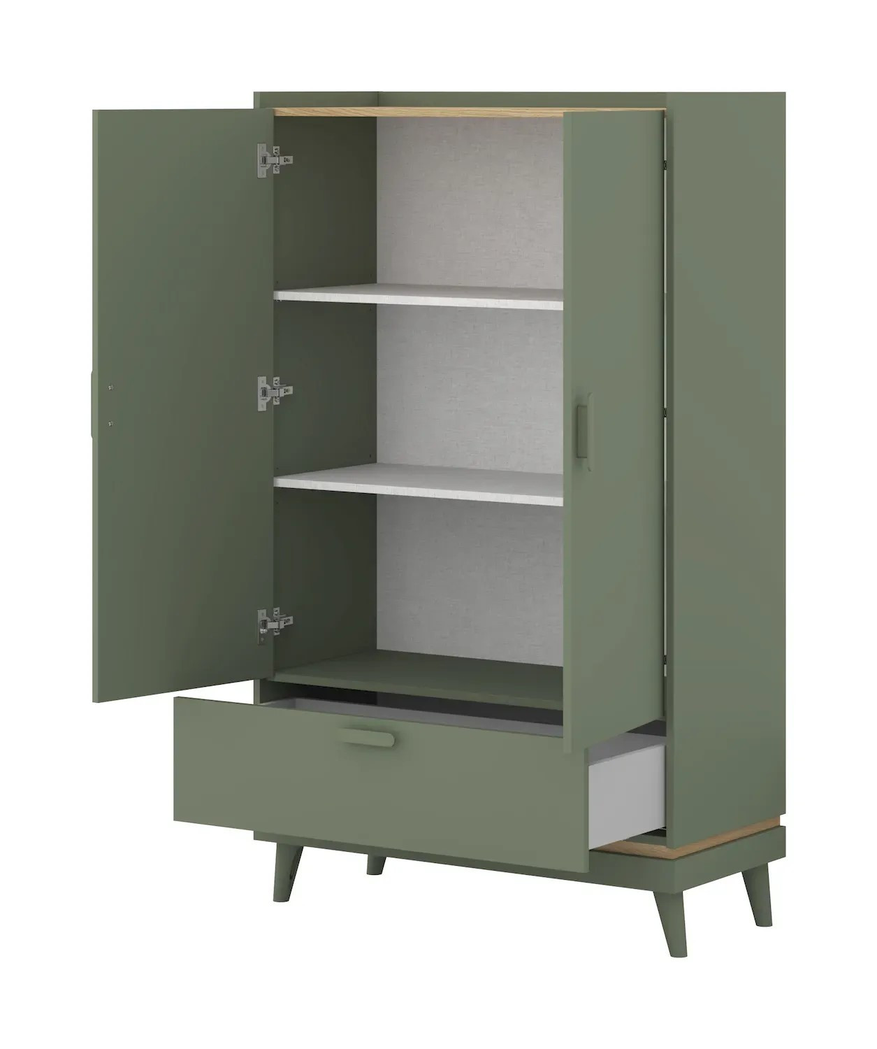 Шкаф на 2 двери с 1 ящиком Helvetia SCANDI 24GDOH38 (зеленый / дуб)