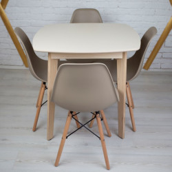 Кухонный комплект Ont- Джузеппе бежевый квадратный стол + 4 стула Classic (Осако)