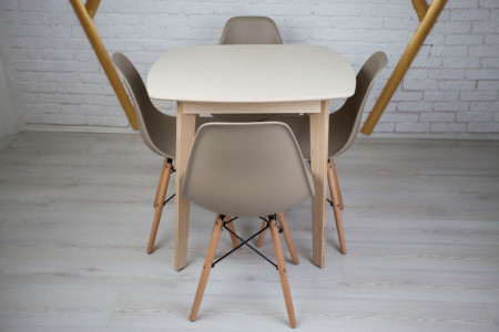 Кухонный комплект Ont- Джузеппе бежевый квадратный стол + 4 стула Classic (Осако)