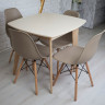 Кухонный комплект Ont- Джузеппе бежевый квадратный стол + 4 стула Classic (Осако)