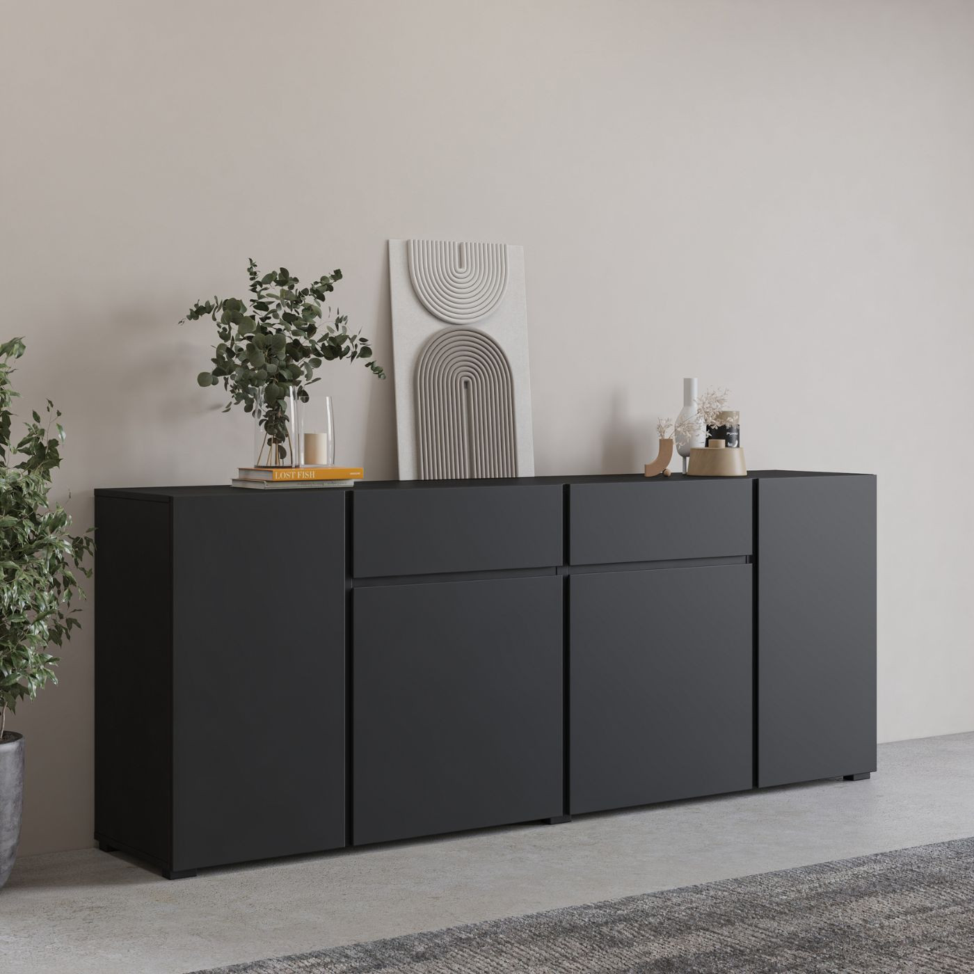 Комплект в гостиную Helvetia ASYMETRIC (черный оникс)