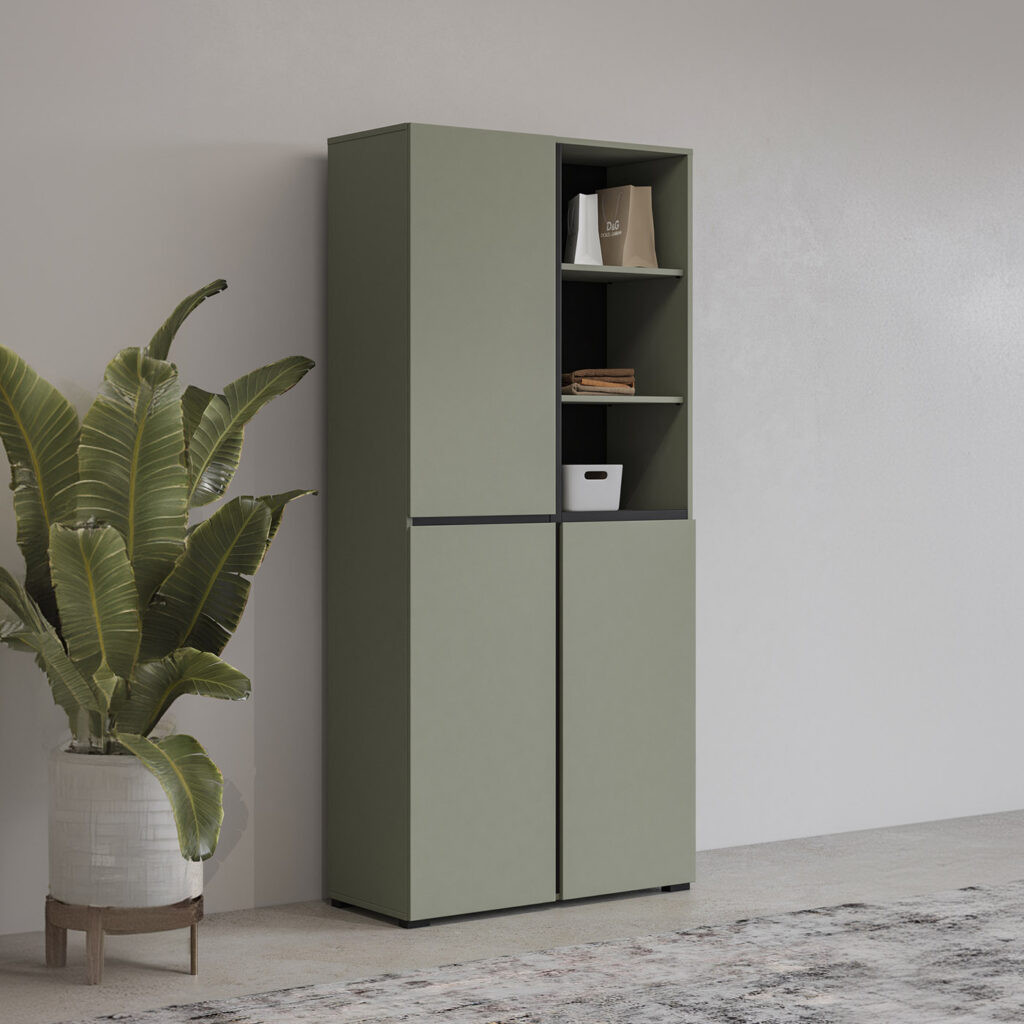 Комплект для прихожей Helvetia CROSS (дымчатый зеленый -черный)