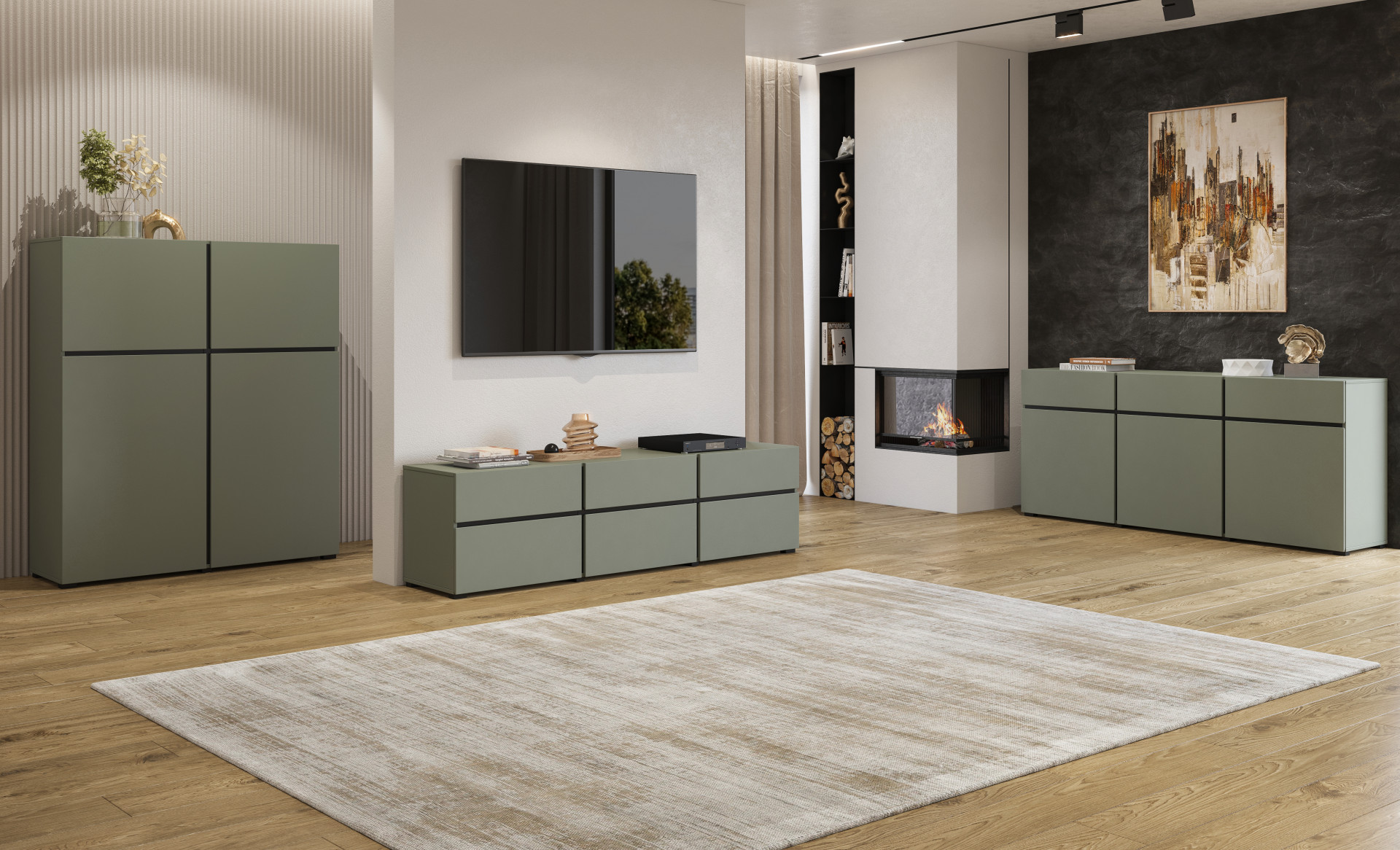 Витрина на 3 двери Helvetia CROSS 24GWMY12 (дымчатый зеленый -черный)