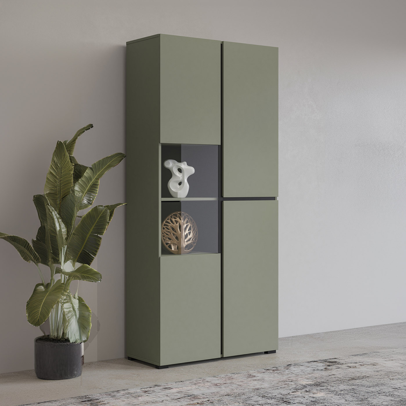 Витрина на 3 двери Helvetia CROSS 24GWMY12 (дымчатый зеленый -черный)