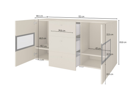 Комод на 2 двери и 3 ящика Helvetia BAROS 24N0BM26 (дуб вотан)