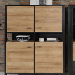 Комод высокий на 4 двери Forte HIGH ROCK HRKK521 (дуб ривьера/черный)