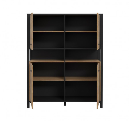 Комод высокий на 4 двери Forte HIGH ROCK HRKK521 (дуб ривьера/черный)