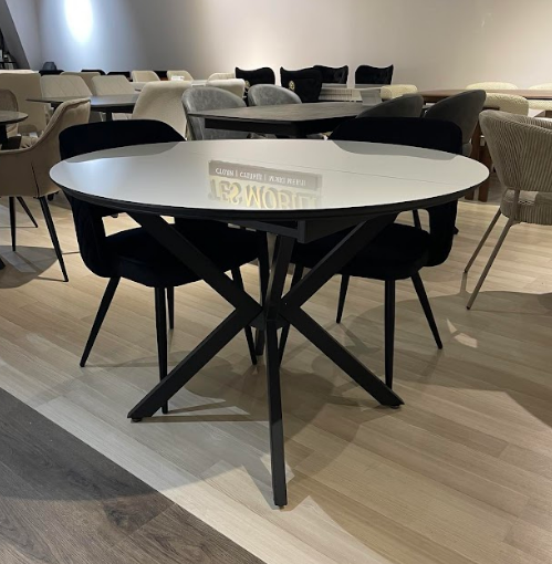 Стол 110/145х110 см Art-Deco EXM- DOBOK белый глянец МДФ+HPL 