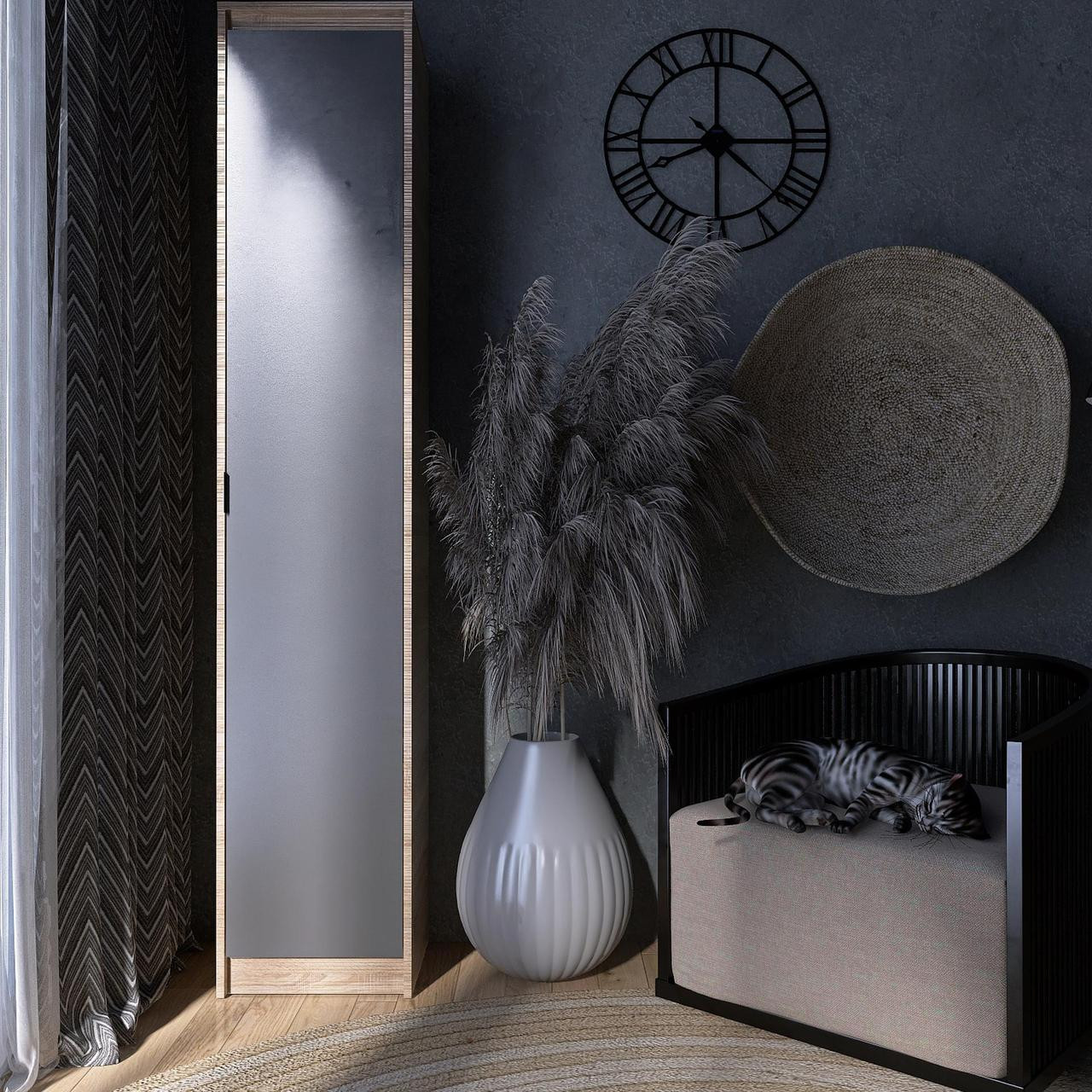 Пенал закрытый EVR- Сити-400 дуб Сонома + фасад графит