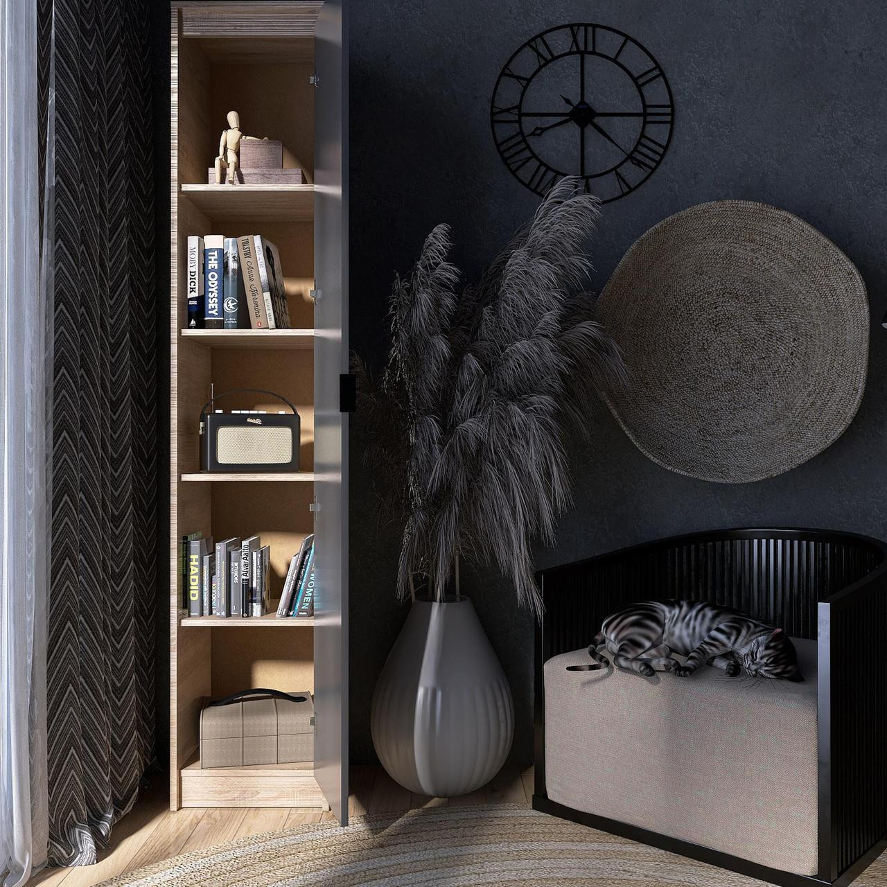 Пенал закрытый EVR- Сити-400 дуб Сонома + фасад графит