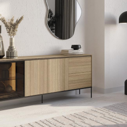 Комод большой с витриной 2Д/1В2Ш TOP- Виссо дуб с подсветкой 