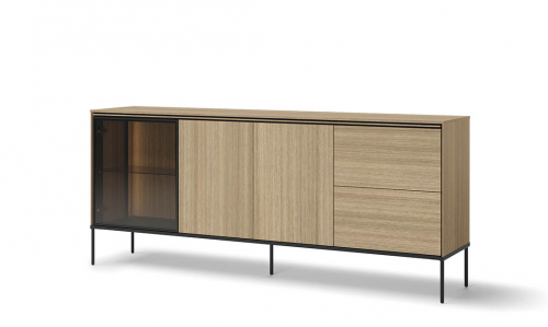 Комод большой с витриной 2Д/1В2Ш TOP- Виссо дуб с подсветкой 