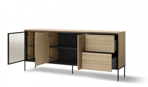 Комод большой с витриной 2Д/1В2Ш TOP- Виссо дуб с подсветкой 