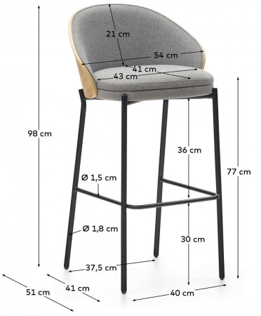 Стул барный Kave Home EAMY C0600001HE12 (бежевый/серый)