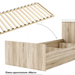 Кровать односпальная KSt- "Мирта"/  "Mirta" 100х65х205 см , сп/м 90*200     