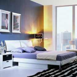 Кровать с плитой, с ящиками, с орнаментом SMS- Флавер черный/белый