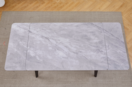 Стол обеденный INI- OSLO CERAMIC 120(180)*80 серый глянец/черный каркас