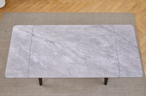 Стол обеденный INI- OSLO CERAMIC 120(180)*80 серый глянец/черный каркас