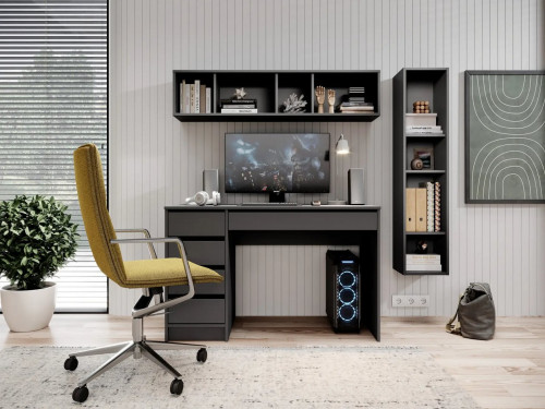 Стол туалетный письменный Perfect Home Ада/Ada 5S/120 с 5 ящиками Антрацит