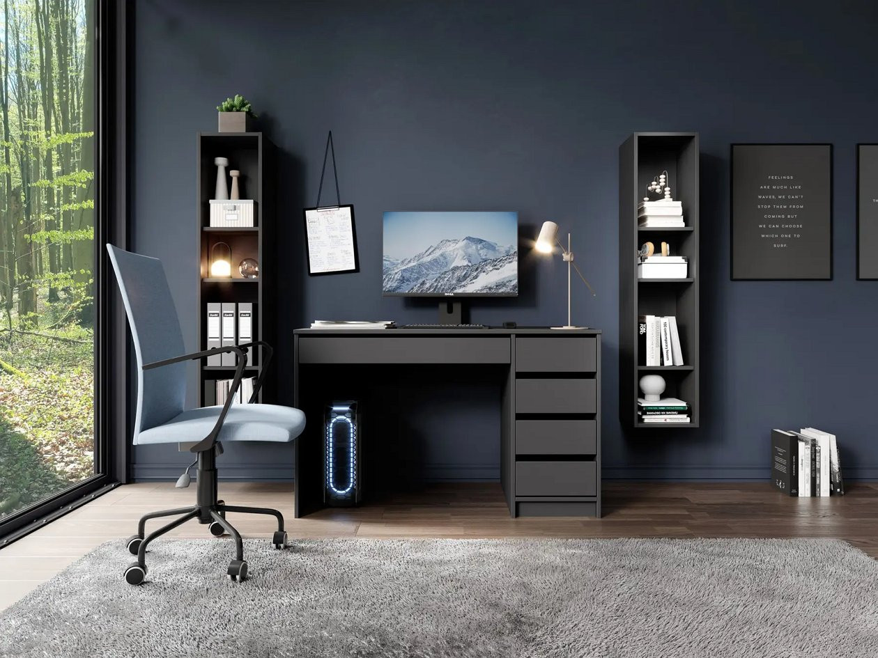 Стол туалетный письменный Perfect Home Ада/Ada 5S/120 с 5 ящиками Антрацит