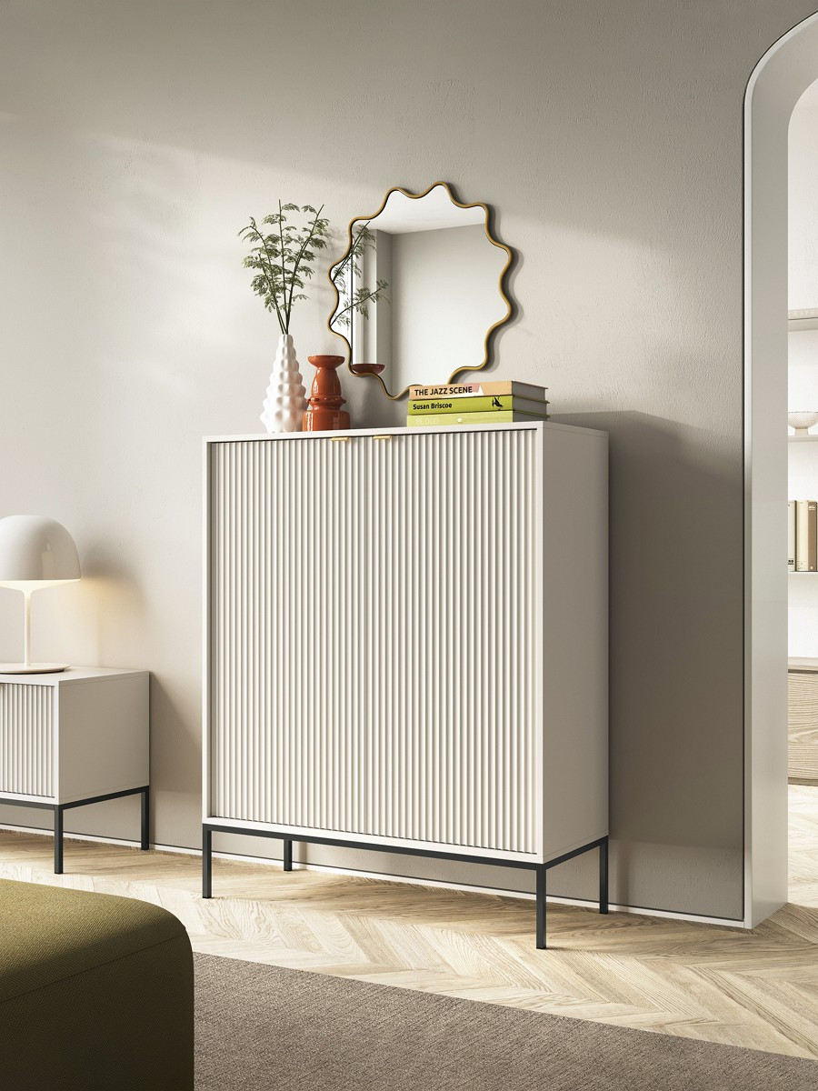Комод высокий Perfect Home Новая/ Nova 2-дверный с черными ножками K104 Кашемир