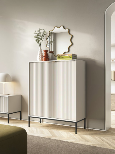 Комод высокий Perfect Home Новая/ Nova 2-дверный с черными ножками K104 Кашемир