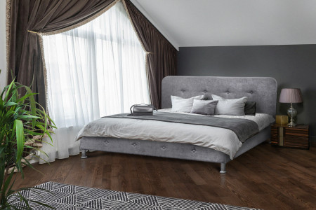 Кровать двуспальная с ламелями BIO- Софт Доминика (серый)