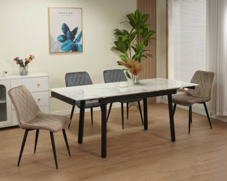 Стол обеденный Prime TC EVRO- Ashwood White Glossy Ceramics