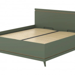 Кровать двуспальная с газовым подьемником Helvetia SCANDI (зеленый / дуб)