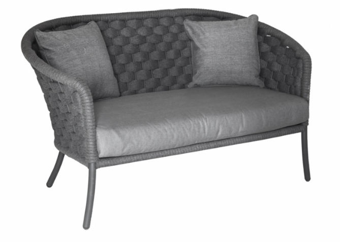 Софа 2-местная из техноротанга Alexander Rose TEA- CORDIAL GREY WIDE 2 SEATER SOFA W.CUSHION