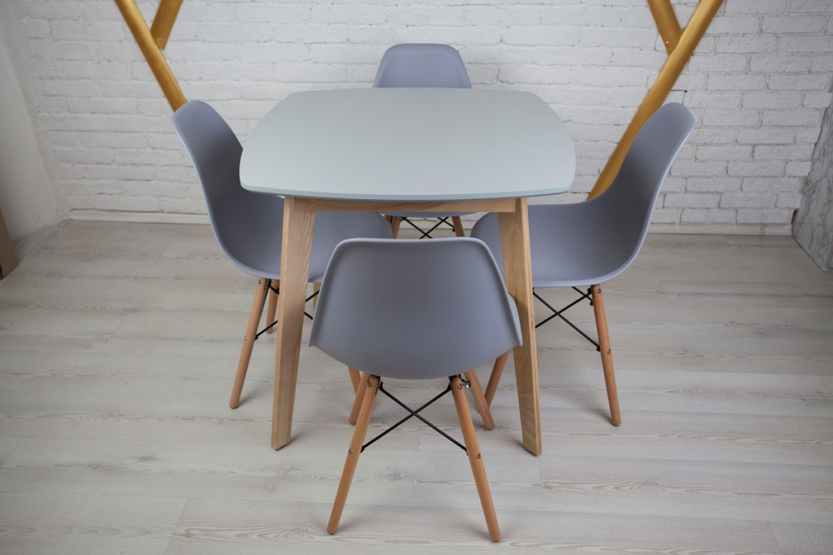 Кухонный комплект Ont- Джузеппе серый квадратный стол + 4 стула Classic (Осако)