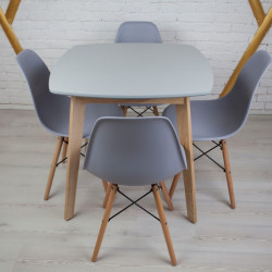 Кухонный комплект Ont- Джузеппе серый квадратный стол + 4 стула Classic (Осако)