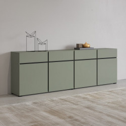 Комод на 4 двери и 4 ящика Helvetia CROSS 24GWMY25 (дымчатый зеленый -черный)