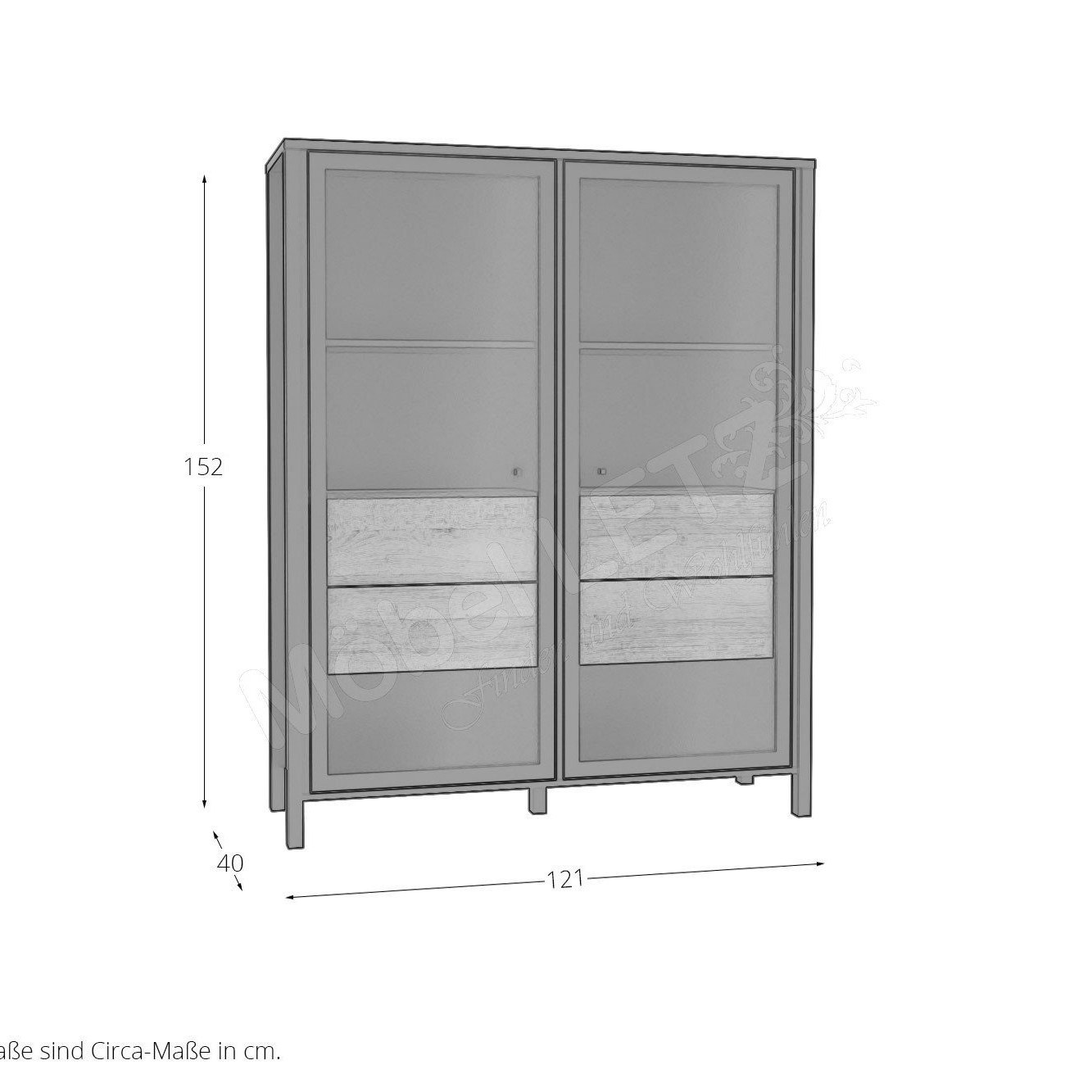 Витрина на 2 двери Forte HIGH ROCK HRKV522 (дуб ривьера/черный)